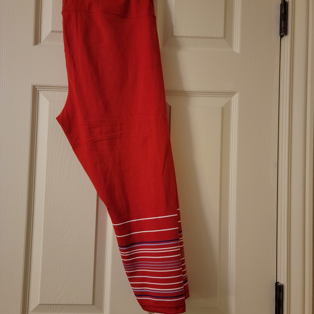 GAP Red Leggings with White Stripes